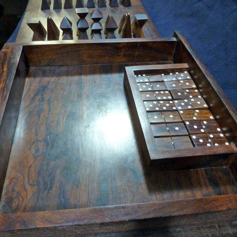 Mid-20th Century Mid Century Ironwood Chess and Domino Set, Don Shoemaker Style