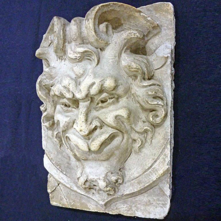 Classical Roman Devil Face Architectural Plaster Fragment