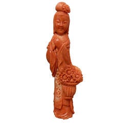 Antique Red Coral Chinese Figure