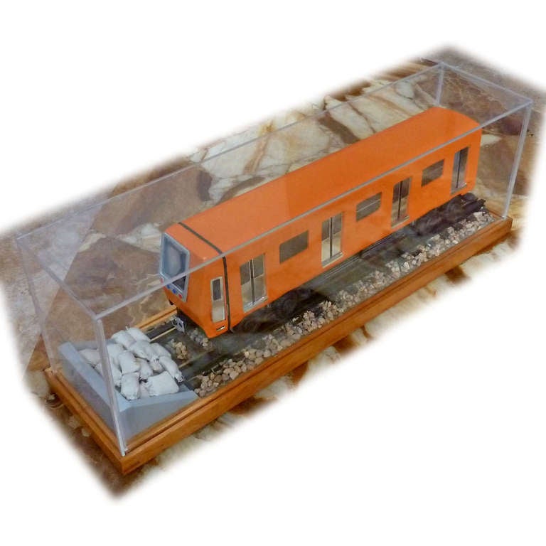 Wood Scaled Model of Mexican Subway Wagon For Sale