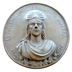 Clay Medallion of the Brewery Moctezuma S.A. Orizaba, Mexico circa 1910