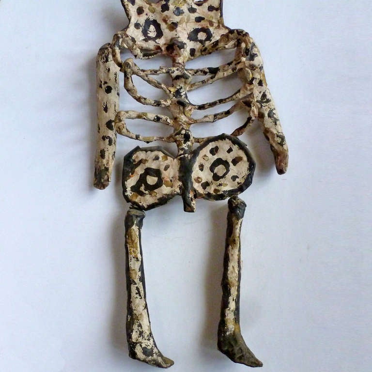 Mid-20th Century Mexican Papier Mache, Vintage Skeleton Sculpture , Folk Art