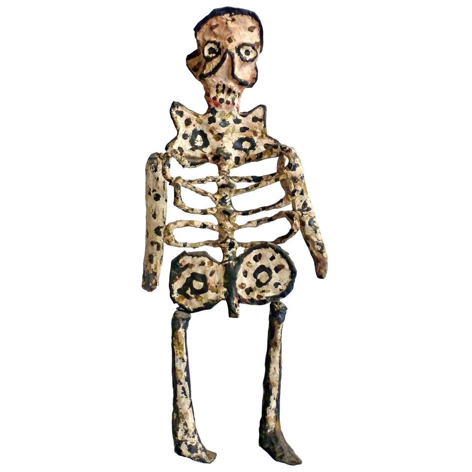 Mexican Papier Mache, Vintage Skeleton Sculpture , Folk Art