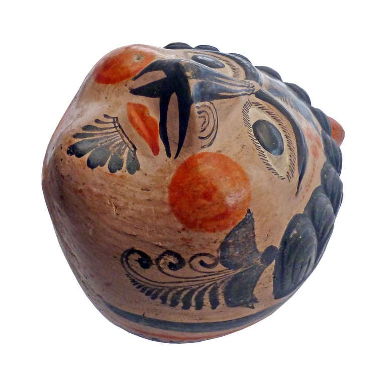 Mexican Pottery Head Bank from Tonala, Mexican Folk Art 3