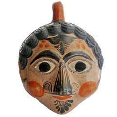 Mexican Pottery Head Bank from Tonala, Mexican Folk Art