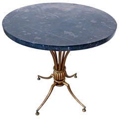 Arturo Pani Neoclassical Side Table of Gilded Iron with Marble Top 