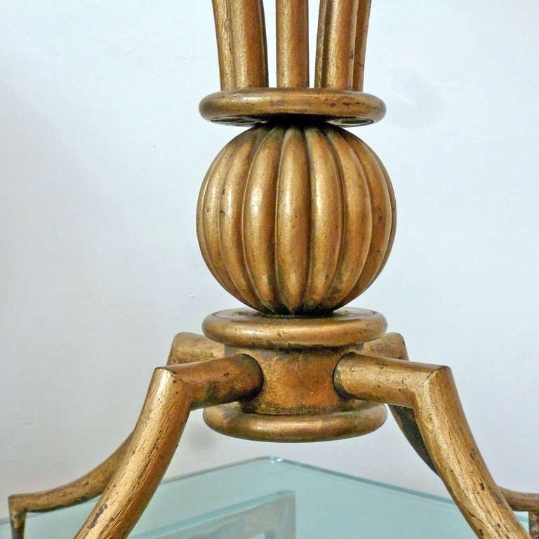Arturo Pani Neoclassical Side Table of Gilded Iron with Marble Top  1