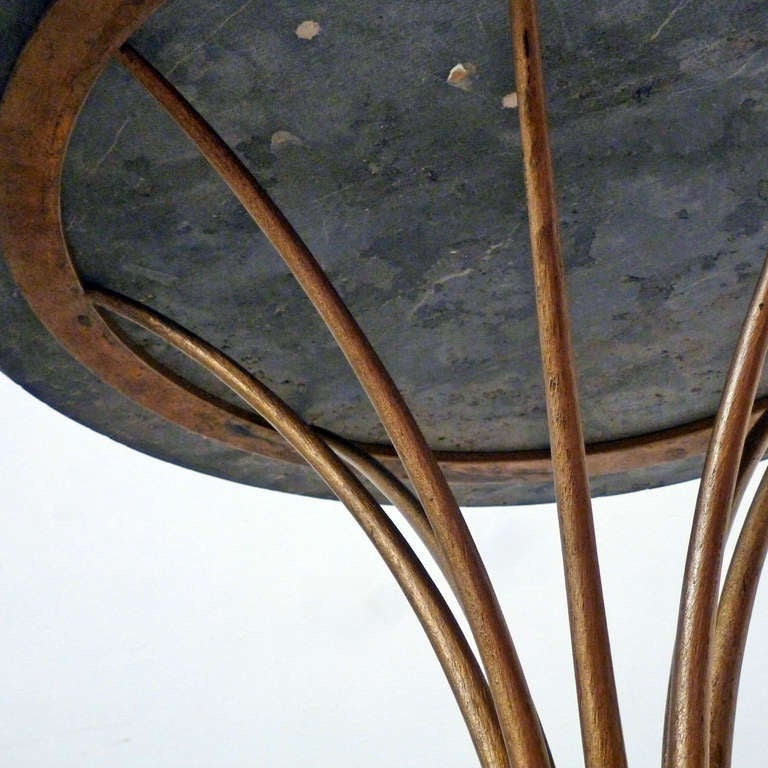 Arturo Pani Neoclassical Side Table of Gilded Iron with Marble Top  In Good Condition In Mexico City, D.F.