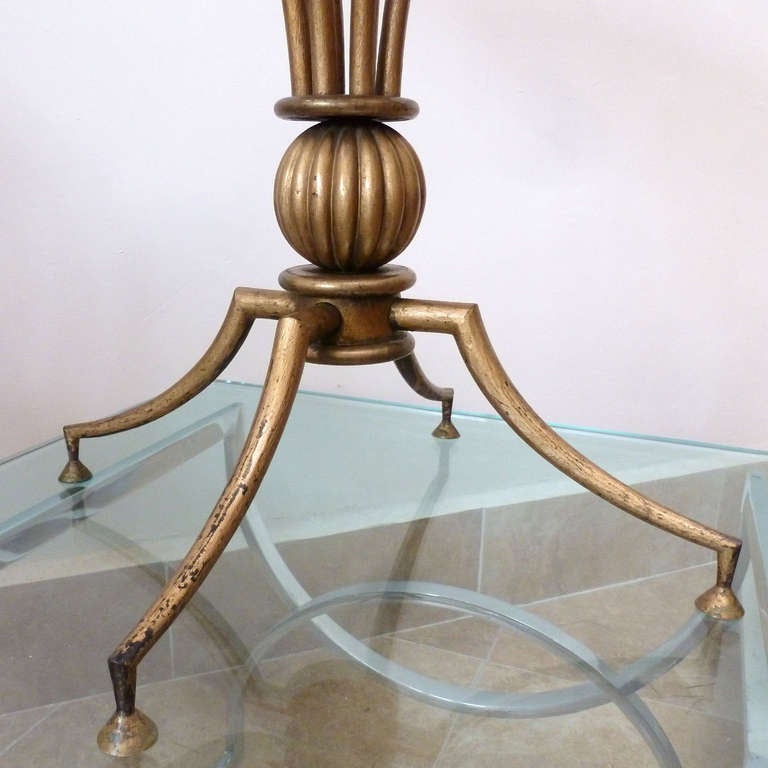 Mid-20th Century Arturo Pani Neoclassical Side Table of Gilded Iron with Marble Top 