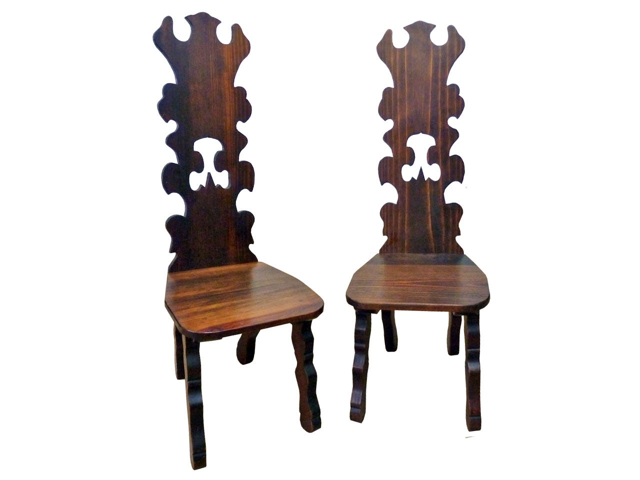 Pair of Don Shoemaker chairs, ¨Conversation Pieces¨  volcanic pine heartwood For Sale