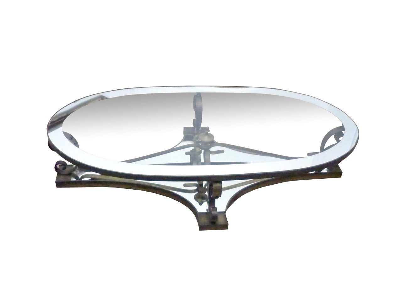 Arturo Pani, Oval Cocktail Table, Brass And Glass For Sale