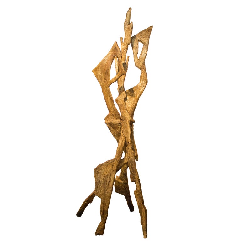 Wooden Bronze-Colored Sculpture from 1970's