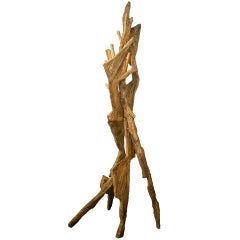 Wooden Bronze-Colored Sculpture from 1970's