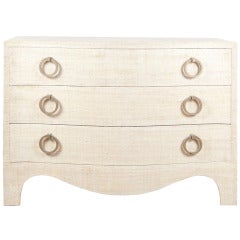 Vintage A Raffia Covered Mahogany Chest Of Drawers