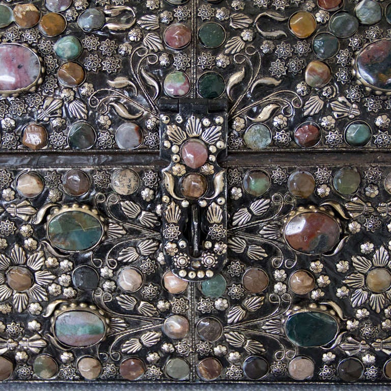 Italian Big Baroque Style Hardstone Chest, 1960s For Sale