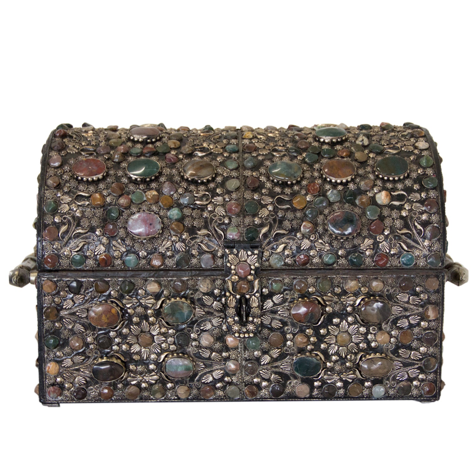 Big Baroque Style Hardstone Chest, 1960s For Sale