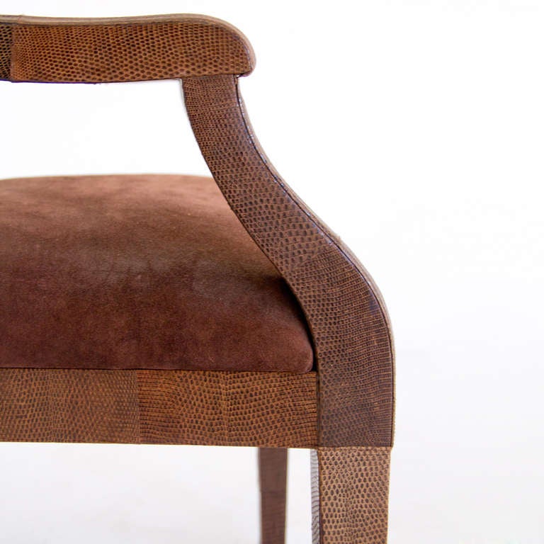 Belgian Snake Skin Upholstered Medallion Chair For Sale