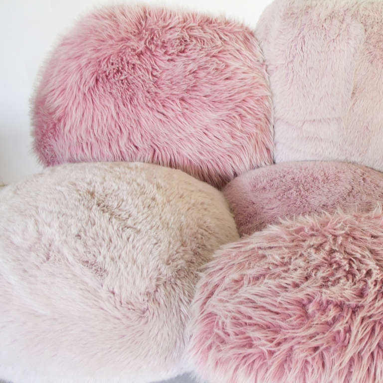 pink fluffy couch