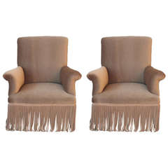 Pair of Side Chairs Mohair Upholstery