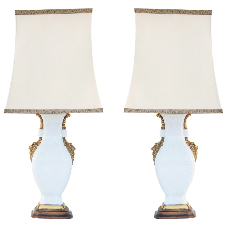  Pair of Porcelain Gigantic Table Lamps