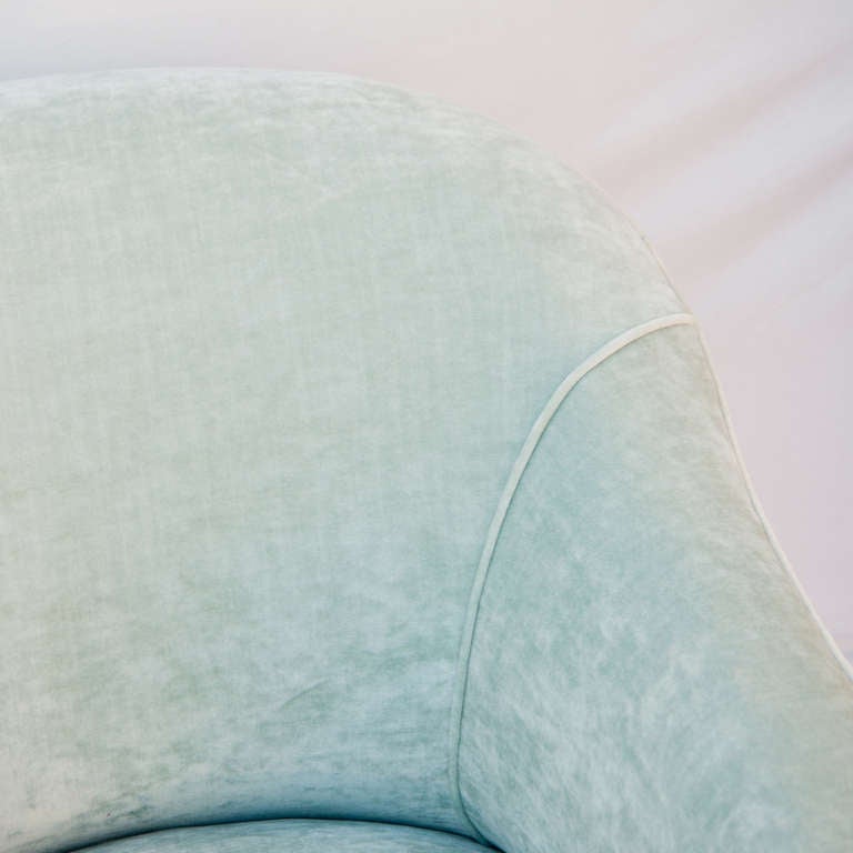 An original re-upholstered Art Deco lounge chair with silk velvet.