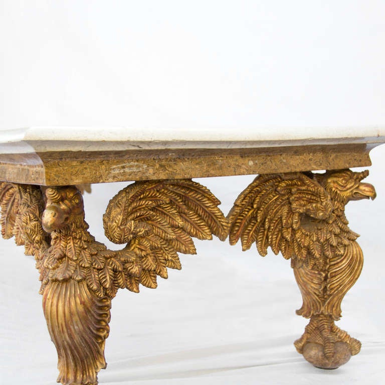 A George II Style Specimen Marble and Giltwood Coffee Table In Excellent Condition In Cathedral City, CA