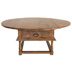 Antique 17th Century Drop-Leaf Chestnut Dining Table