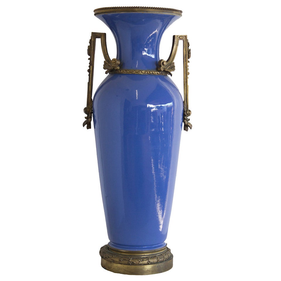 An enameled big 19th C Empire vase