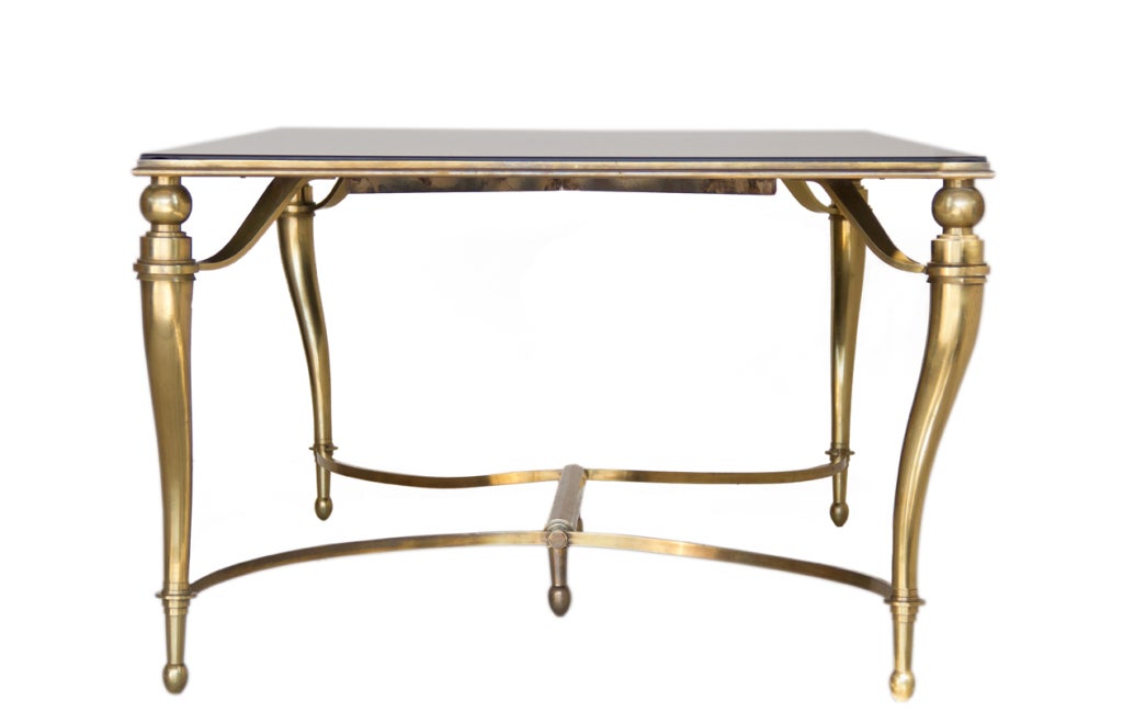 Arturo Pani Black Glass and Brass Dining Table In Good Condition In Cathedral City, CA