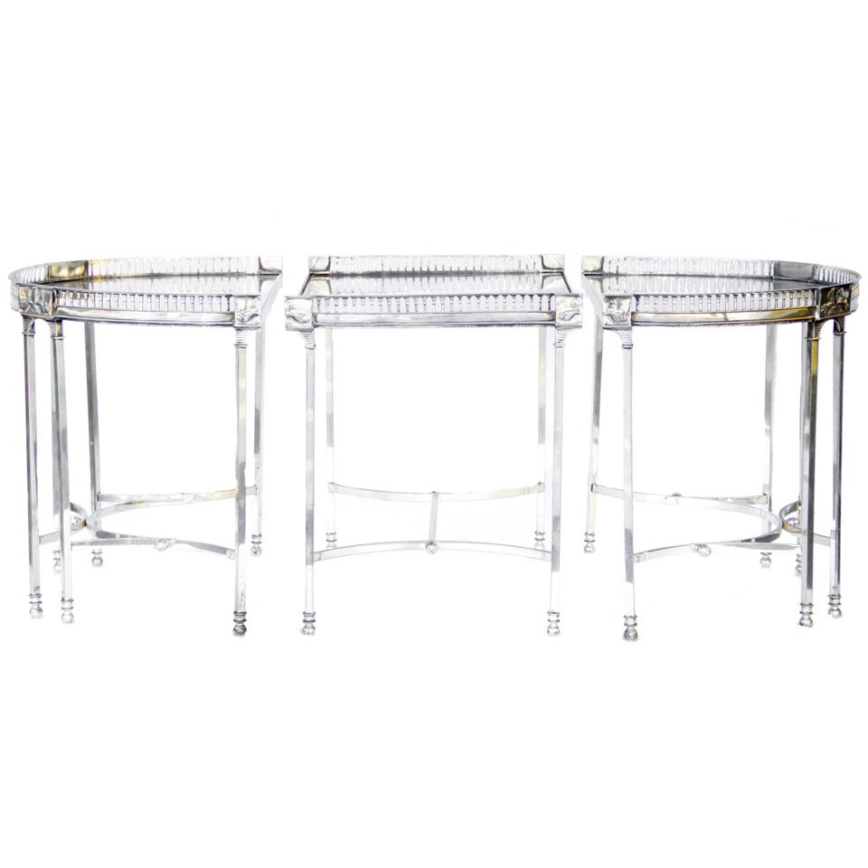 A 3 Piece Silvered Mirrored Coffee Table