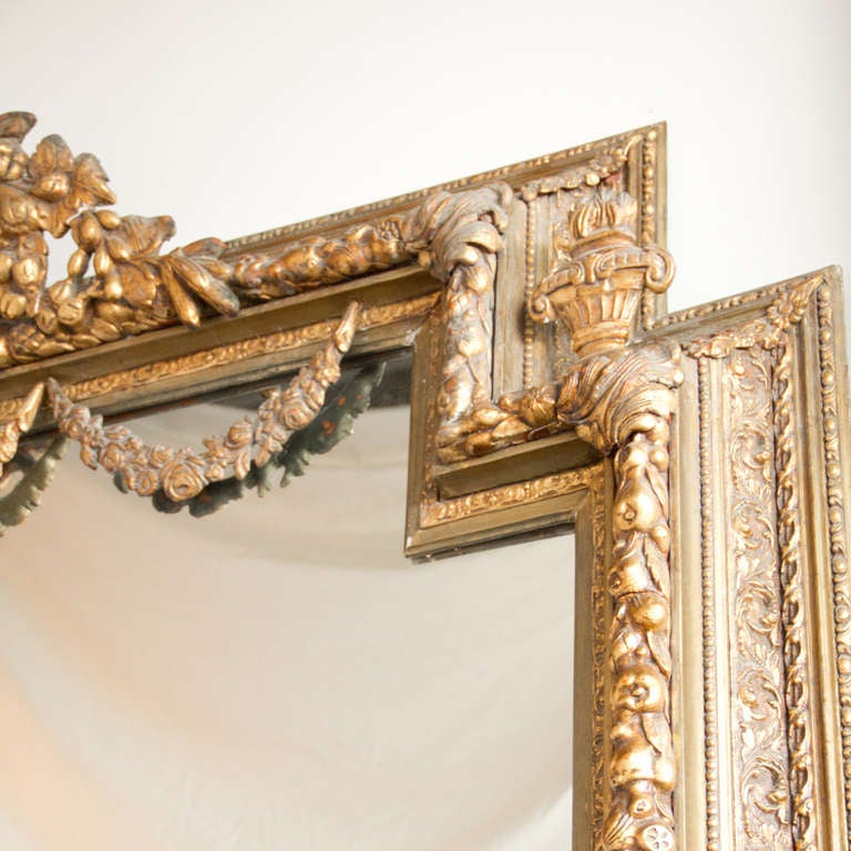 French Monumental Louis XVI Style Giltwood Mirror For Sale