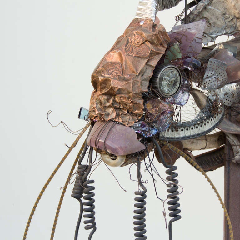 An assemblage by Debbie Korbel from driftwood and found objects.