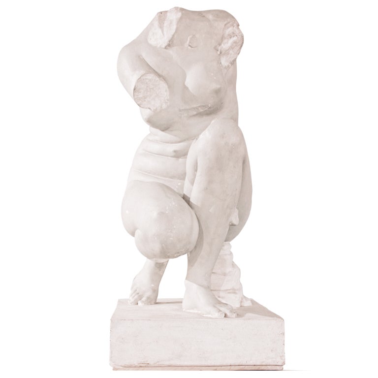 Plaster Statue of a Kneeling Venus For Sale