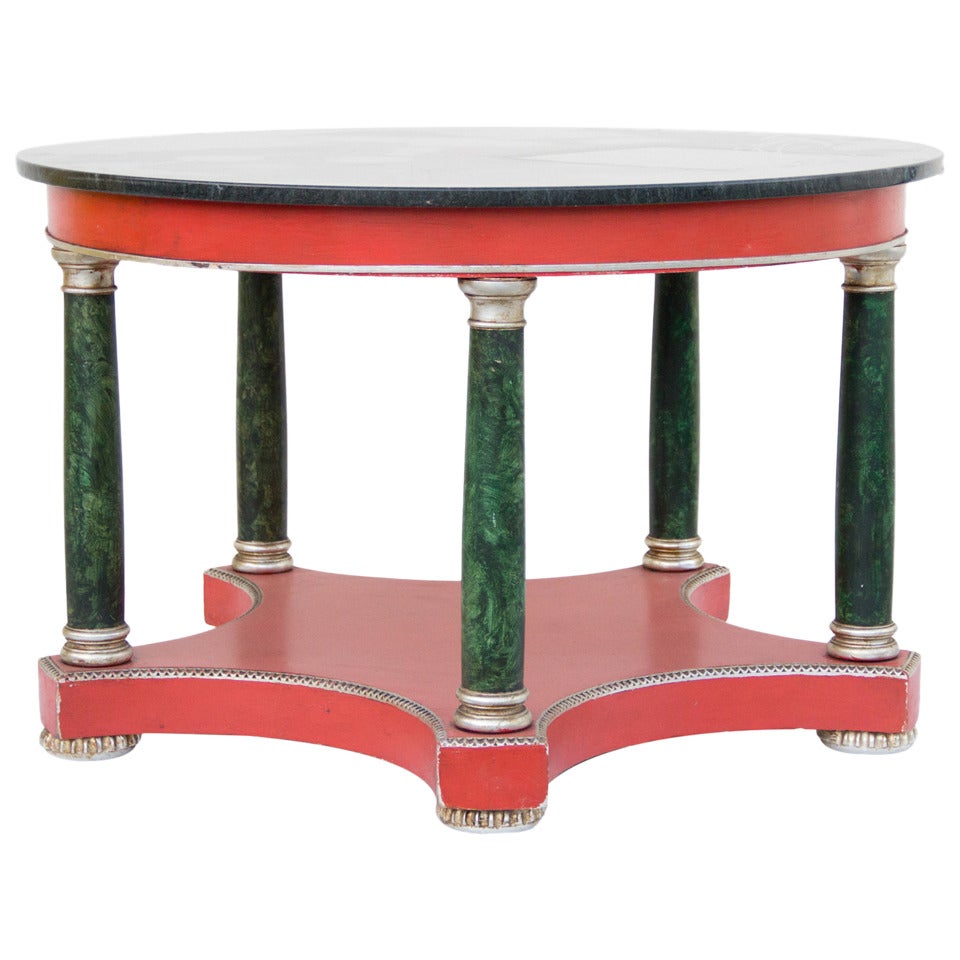 A Tony Duquette Style Side Table with Marble Top For Sale