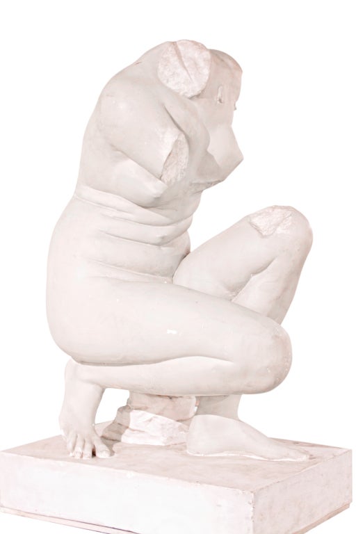 Belgian Plaster Statue of a Kneeling Venus For Sale