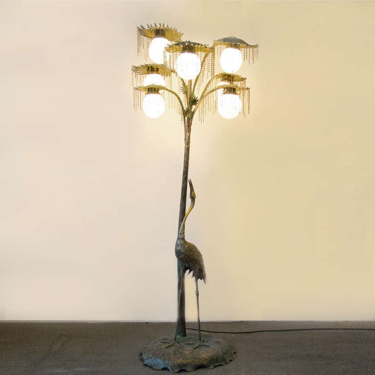 Bronze Art Nouveau Floor Lamp In Good Condition For Sale In Cathedral City, CA