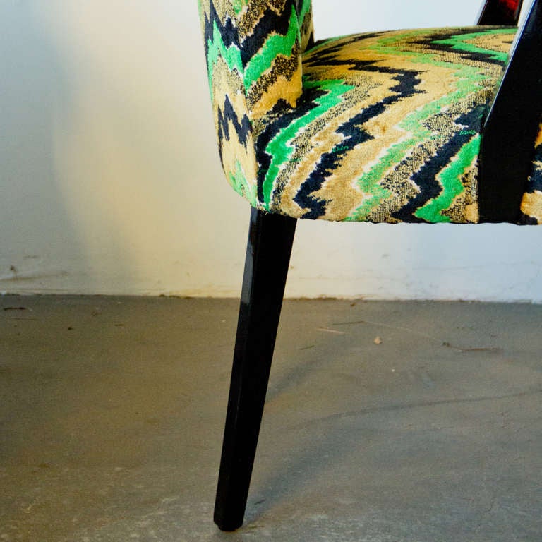Modern 1940's Black Lacquered Side Chairs For Sale
