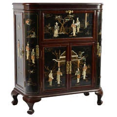 Art Deco Japonisme Liquor Cabinet with Brass Fixtures