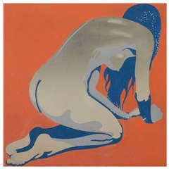 "Kneeling Female" Painting by R. Harold, 1966