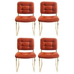 A set of 4 Brass 1970's chairs Belgo Chrome