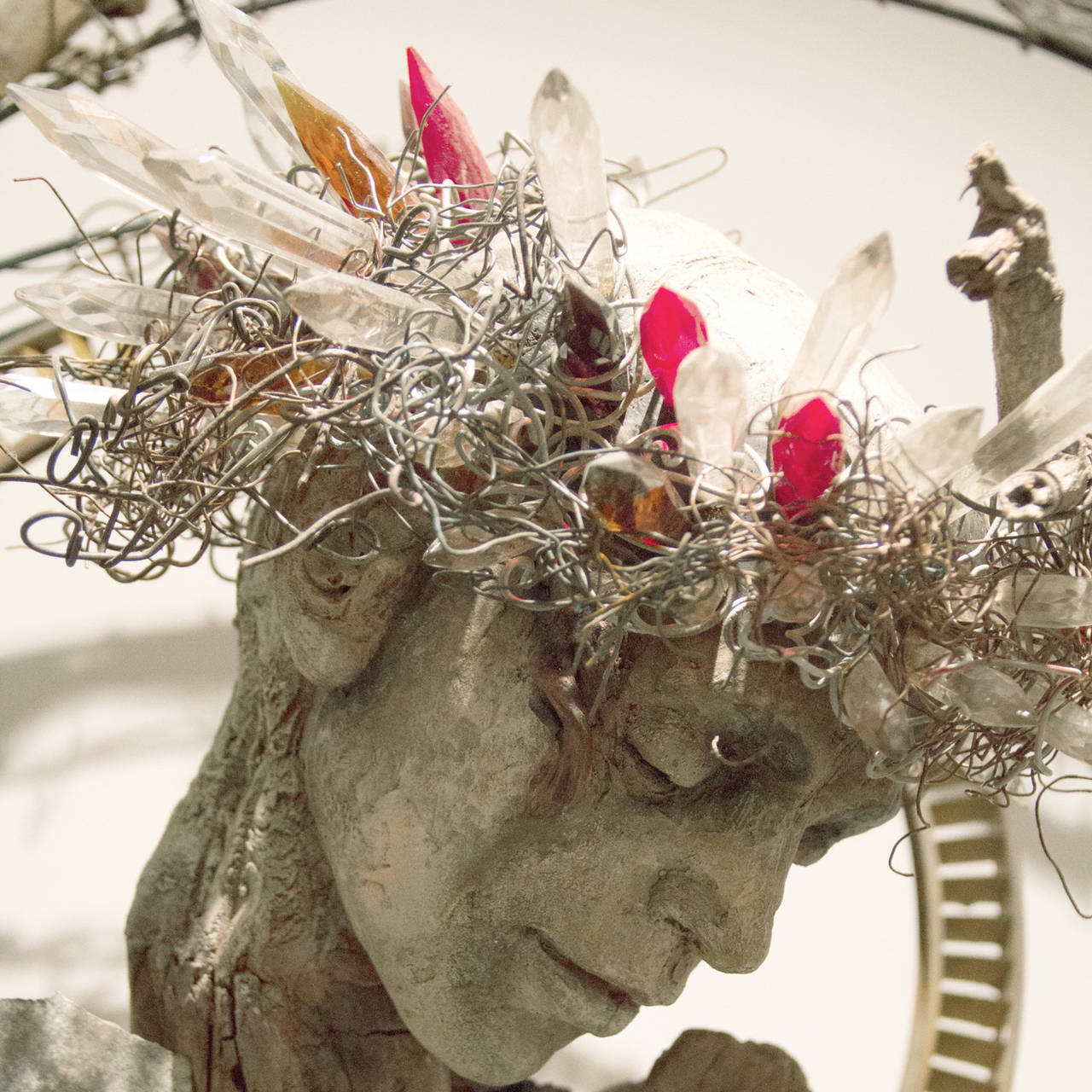 Debbie Korbel, a LA based artist works (mostly) with found objects.
This sculpture has the grungy look of today, while at the same time it's a very compassionate work of art