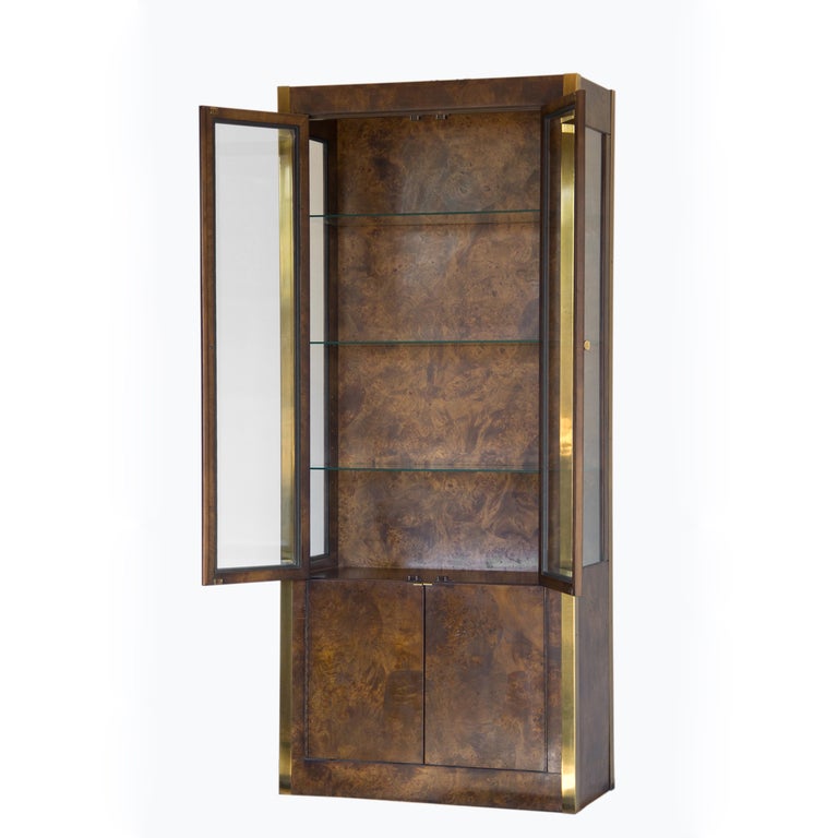 A Burr Wood Brass Vitrine Cabinet