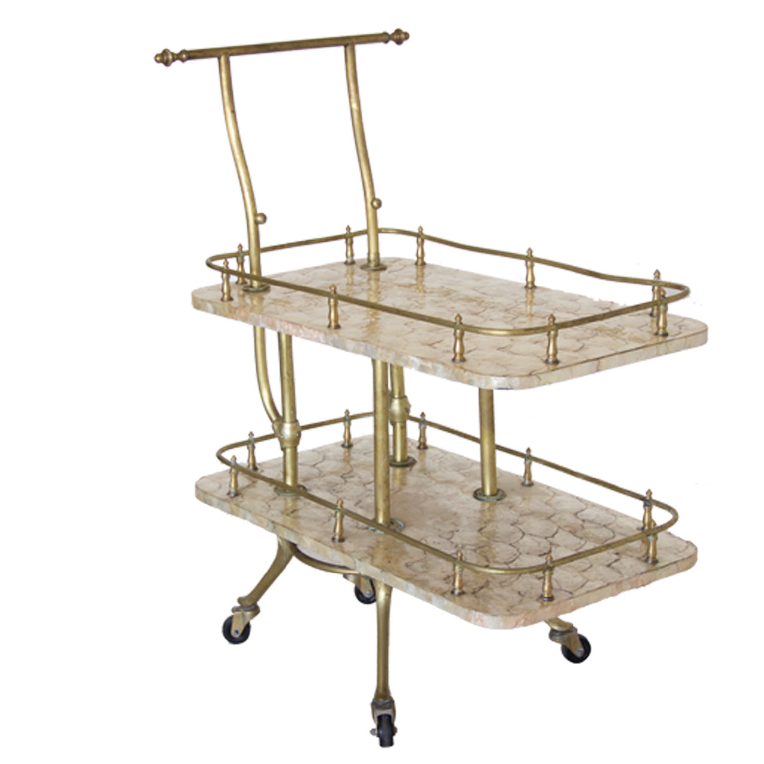 1950's Trolley with Oyster Shells and Brass For Sale