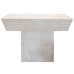 1980
s Travertine Square Side Table