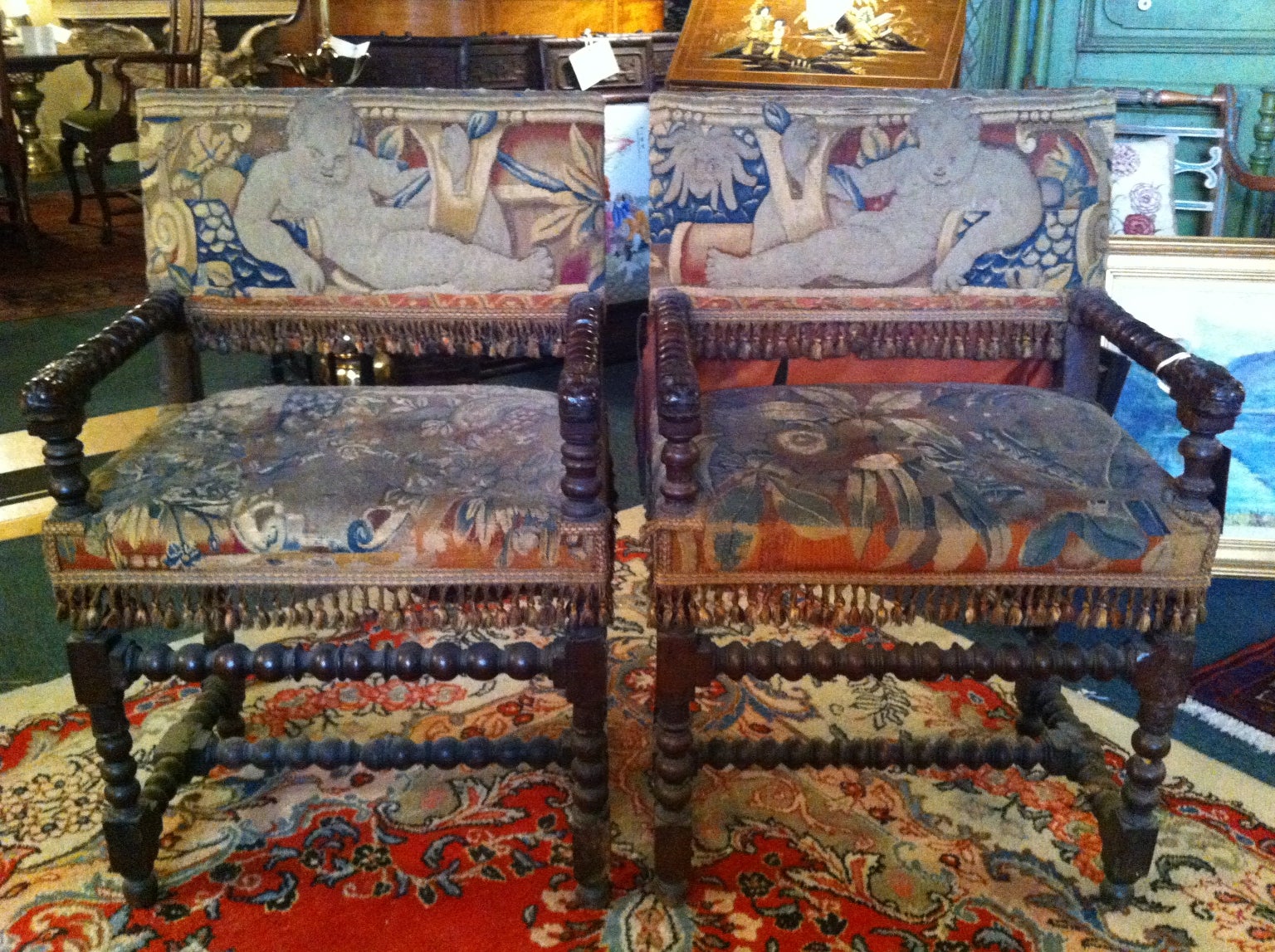 Pair of 18th c. Mahogany William and Mary Chairs For Sale