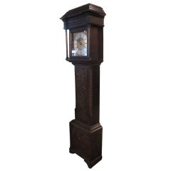 Late 18th c. Carved Oak English Case Clock