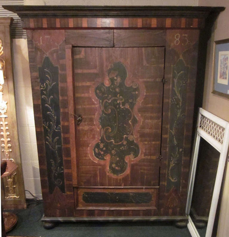 A wardrobe, probably made as a wedding gift, originating from the Baltic States.