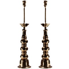 Antique 19th c. Pair of Altar Sticks converted to lamps