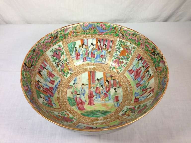 19th Century Rose Medallion Punchbowl