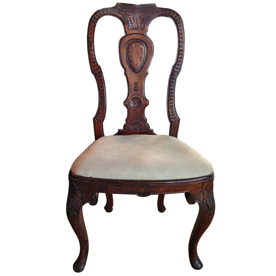 Late 18th c. Irish Chippendale Oak Chair For Sale